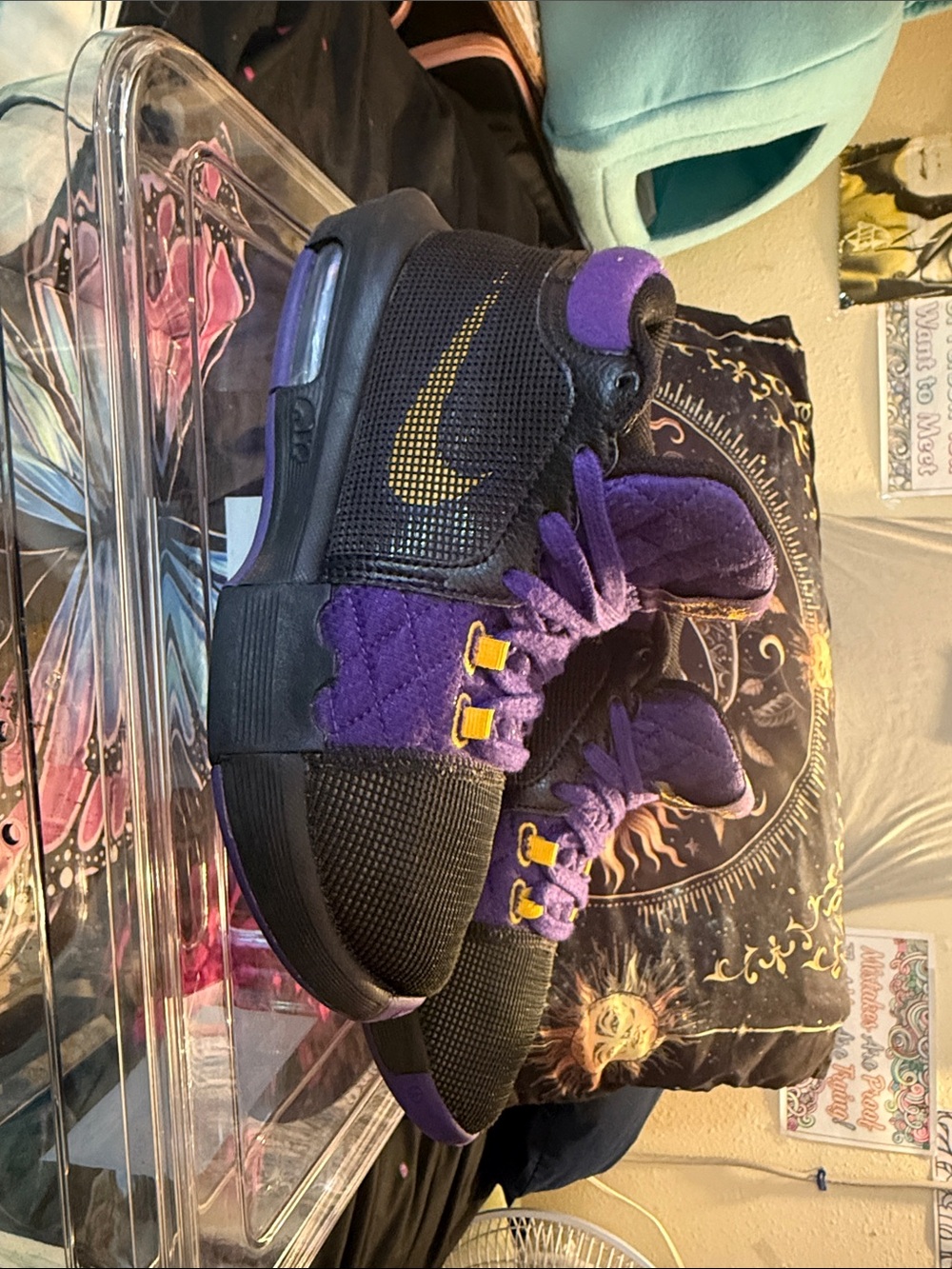 Nike Kids Black, Purple & Yellow Athletic Sneakers